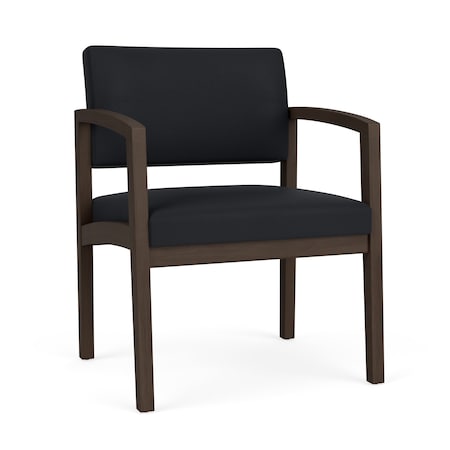 Lesro Lenox Wood Wide Guest Chair Wood Frame, Mocha, MD Black Upholstery LW1201